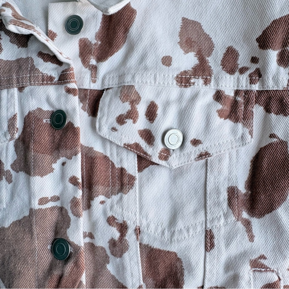Altard State Cow Print Denim Jacket Small Western Cowgirl Cropped Rodeo Country - Picture 3 of 16